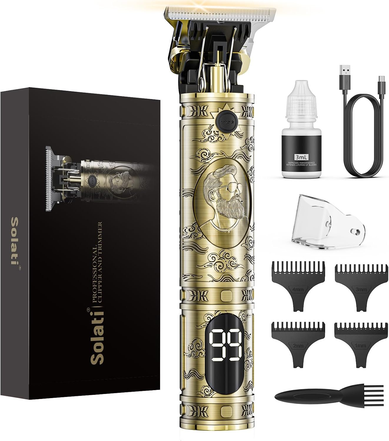 Solati Hair Clippers for Men, Professional Hair Trimmer Zero Gapped T-Blade Trimmer Cordless Rechargeable Edgers Clippers Electric Beard Trimmer Shaver Hair Cutting Kit with LCD Display Gifts for Men Solati Hair Clippers for Men, Professional Hair Trimmer Zero Gapped T-Blade Trimmer Cordless Rechargeable Edgers Clippers Electric Beard Trimmer Shaver Hair Cutting Kit with LCD Display Gifts for Men