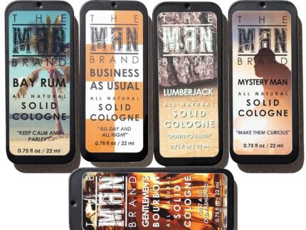 Solid Cologne Set of 5 with Bay Rum Wax Fragrance, Bourbon Perfume Balm, Business As Usual, Lumberjack, and Mysetry Man – Wax Perfume Sampler Set (Five Armies – 5 Pack – 0.75 oz each)
