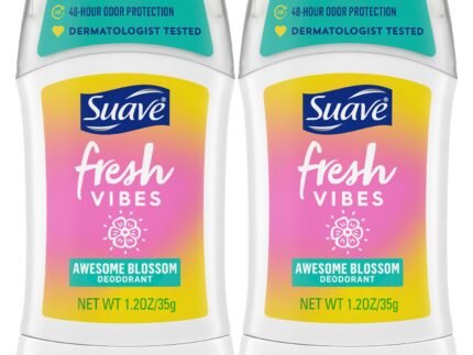 Suave Aluminum-Free Deodorant for Kids, Teen Girls & Boys, Fresh Vibes 2-Pack, 48H Protection, 1.2 Oz Ea