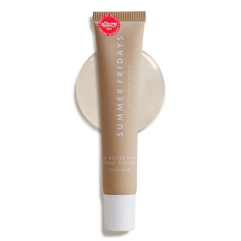 Summer Fridays Lip Butter Balm – Conditioning Lip Mask and Lip Balm for Instant Moisture, Shine and Hydration – Sheer-Tinted, Soothing Lip Care – Vanilla (.5 Oz)