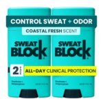SweatBlock Clinical Strength Deodorant Antiperspirant, Coastal Fresh 2-Pack