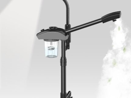 TASALON Professional Ionic Facial Steamer, 2-in-1 Face Steamer for Facial with 5X Magnifying Foldable Arm, Mist Face Steamer Salon Spa Beauty Skin Care Equipment, Aroma Therapy Nozzle Included- Blcak