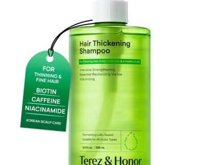 TEREZ & HONOR Hair Thickening Shampoo for Thinning Hair with Biotin, Caffeine & Niacinamide – Korean Scalp Care for Healthy Hair Growth – Volumizing & Strengthening Formula – Vegan, 16.9 fl oz