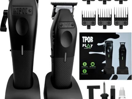 TPOB Play Barber Hair Clipper and Trimmer for Men 7500 RPM with Rubber Grips (Blackout 2 Set)