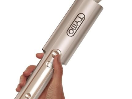 TYMO CurlPro Plus Automatic Rotating Curling Iron - Upgraded Long Barrel Curling Wand for Beach Waves & Long Hair, Ceramic Hair Curler for Women, Anti-Scald, 600M Ionic, Dual Voltage, Gold, 1 Inch