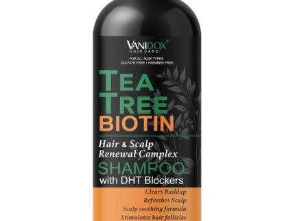 Tea Tree Oil Shampoo with Biotin, DHT Blockers, Itchy Scalp Relief, Supports Thicker-Looking Hair, Cleanses Dandruff & Buildup, For Men & Women, Made in USA, 16 fl oz