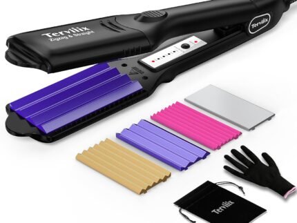 Terviiix Hair Crimper for Women with 4 Interchangeable Plates, Keratin & Argan Oil Infused Crimping Iron for Hair, Volumizing Crimper Hair Iron with 5 Heat Settings & 60 Min Auto Off