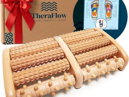 TheraFlow Foot Roller for Plantar Fasciitis Relief and Neuropathy Pain Relief for Feet – Wooden Foot Massager Roller Acupressure Tool with Reflexology Chart – Mom Gifts for Women and Men