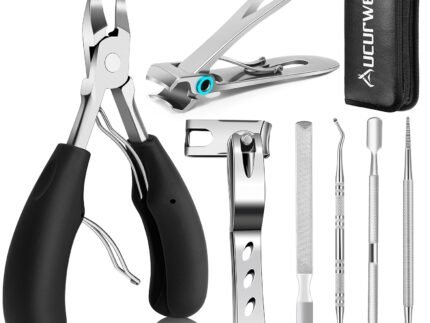 Toenail Clippers for Seniors Thick Toenails, Aucurwen Heavy Duty Toe Nail Clippers Adult Thick Nails Long Handle, Large Toenail Clippers for Thick Nails 7Pcs