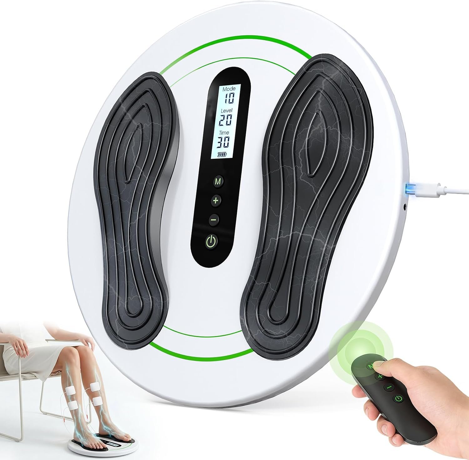 Transcutaneous Electrical Nerve Stimulator for Feet, EMS Foot Massager for Neuropathy NMES Stimulator Circulation and Pain Relief, Electric Foot Massager with 4 TENS Unit Muscle Stimulator Pads Transcutaneous Electrical Nerve Stimulator for Feet, EMS Foot Massager for Neuropathy NMES Stimulator Circulation and Pain Relief, Electric Foot Massager with 4 TENS Unit Muscle Stimulator Pads