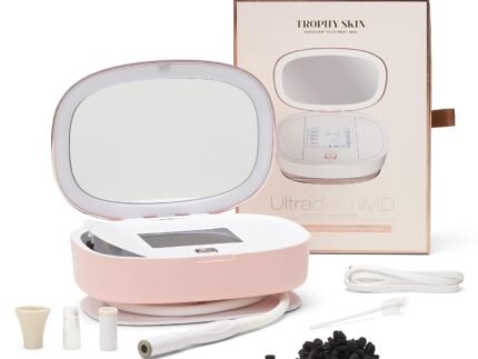 Trophy Skin UltradermMD – 3 in 1 Home Spa Microdermabrasion – Deep Skin Exfoliator Machine with Real Diamond and Pore Extractor Tips – Rejuvenate Face Skin and Even Out Skin Tone – Blush