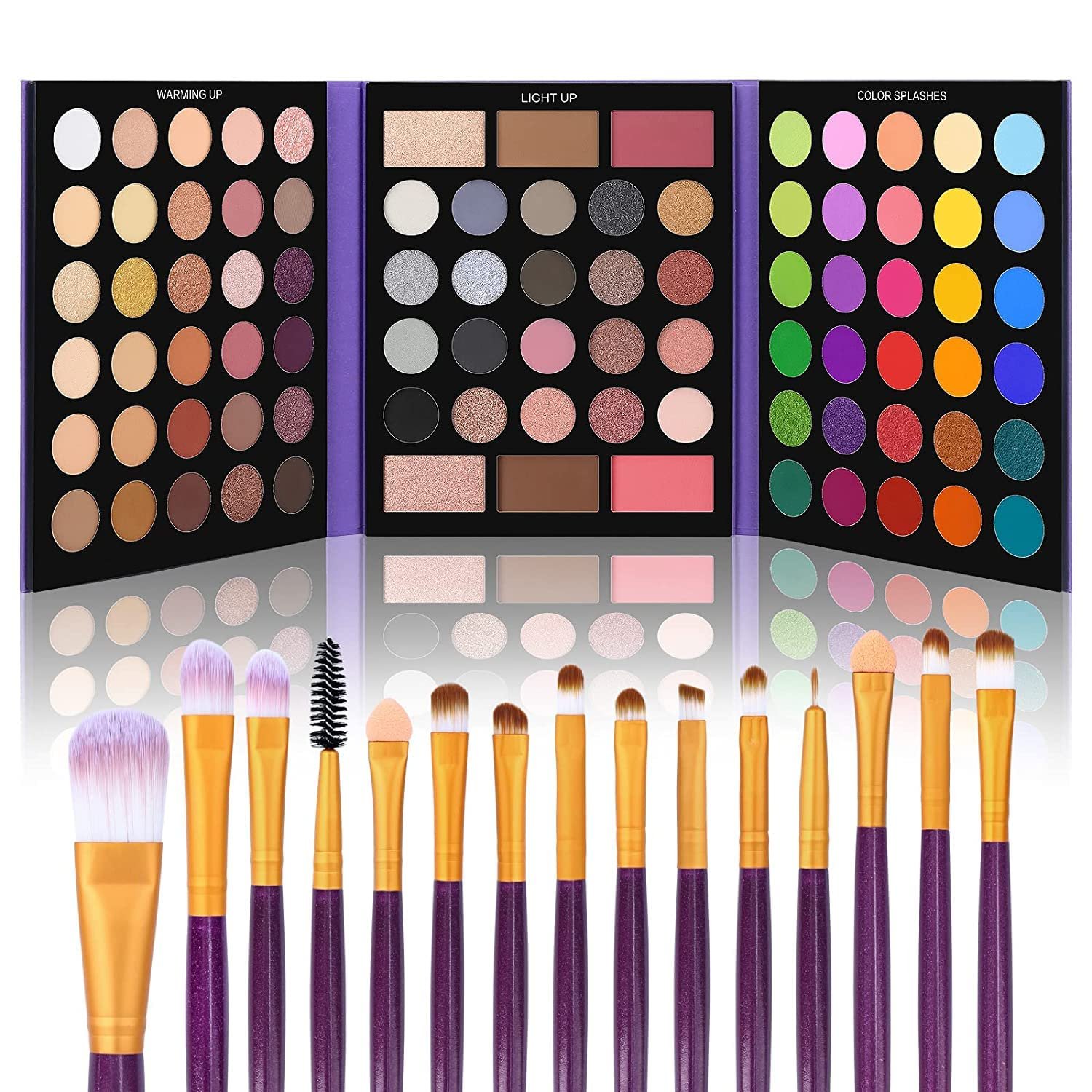 UCANBE 86 Colors Nude Eyeshadow Palette with 15pcs Makeup Brushes UCANBE 86 Colors Nude Eyeshadow Palette with 15pcs Makeup Brushes Set, Matte Glitter Long Lasting Highly Pigmented Waterproof Colorful Eye Shadow Contour Blush Powder Highlighter All in One