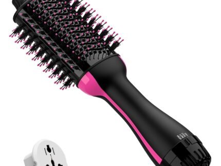UMEELY Dual Voltage Hair Dryer Brush, Mini Travel Hot Air Blow Dryer Brush