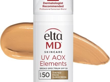 UV AOX Elements Tinted Mineral Face Sunscreen Lotion, Tinted Moisturizer for Face SPF 50 with Antioxidants