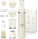 Unibono Pubic Hair Trimmer Women, 3-in-1 Bikini Trimmer for Women，Personal Trimmer with Ceramic Blade for Sensitive Skin,60 Mins Runtime,Shower-Safe,15% Stronger Motor,with Oil Brush & Bag