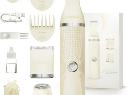 Unibono Pubic Hair Trimmer Women – Waterproof Bikini Trimmer, Rechargeable 3-in-1 Electric Razor, Personal Trimmer Groomer for Body Hair, Cordless Lady Shaver for Legs, Underarms, Face (Cream)