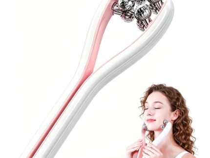 V Shape Facial Massager for Jawline and Neck, Rechargeable Wireless 3D Roller Face Massager Tool with 3 Microcurrent Levels