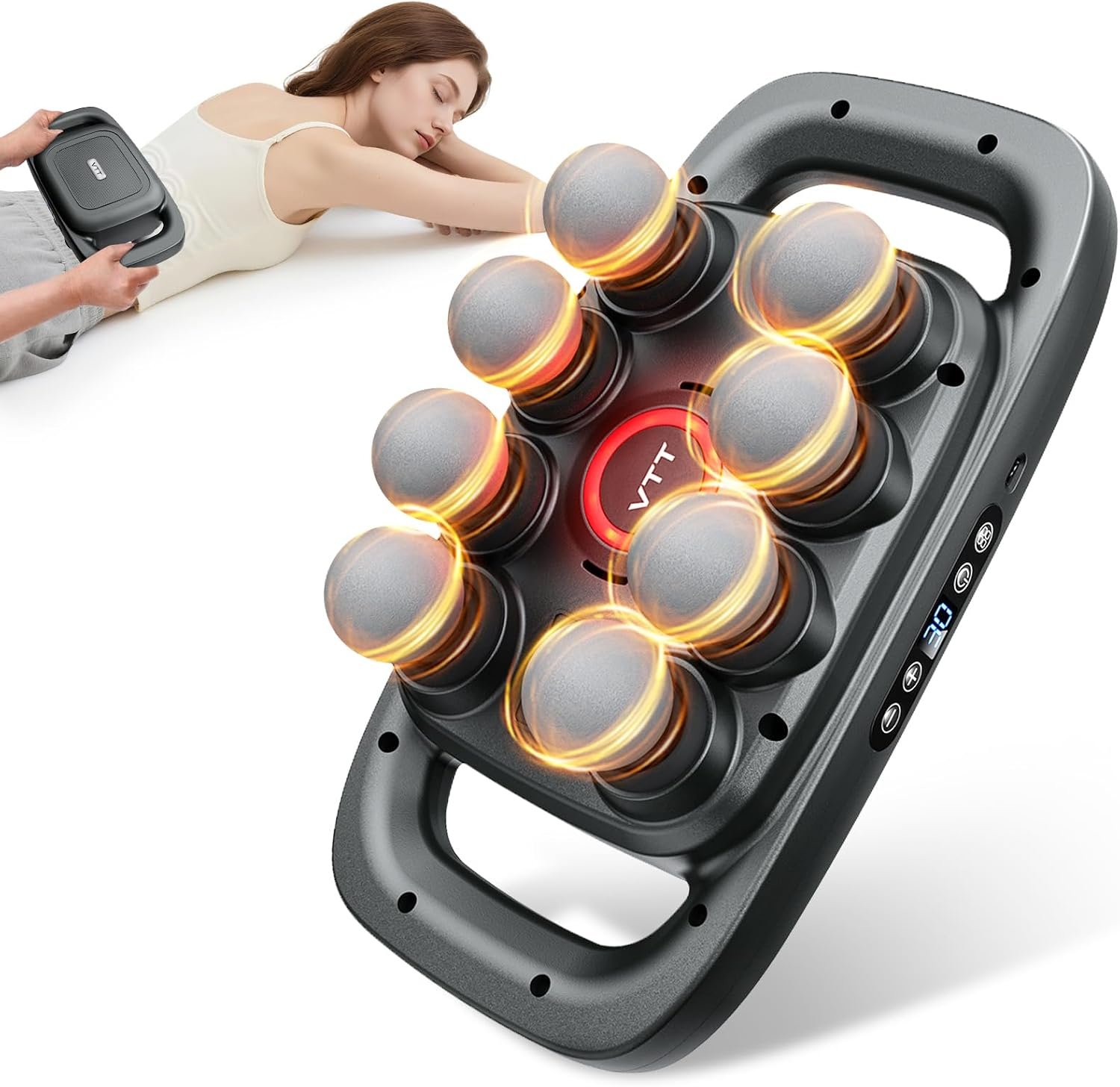 VTT 8-Head Massage Gun, Deep Tissue Back Massager, Electric Handheld VTT 8-Head Massage Gun, Deep Tissue Back Massager, Electric Handheld Massager for Back, Shoulders, Legs, Muscle Pain Relief, Ideal Gifts for Women, Men, Mom, and Dad