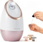 Vanity Planet Aira Ionic Facial Steamer (Rose Gold) – Pore Cleaner that Detoxifies, Cleanses and Moisturizes – Adjustable Nozzle, Water Tank with 3 Essential Oil Baskets