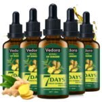 Vedora Ginger Oil for Hair Growth – Promotes Strong, Thick, Long Hair with Essential Ginger Serum – For Men & Women – 5.25 Fl Oz / 150ML (5pc)