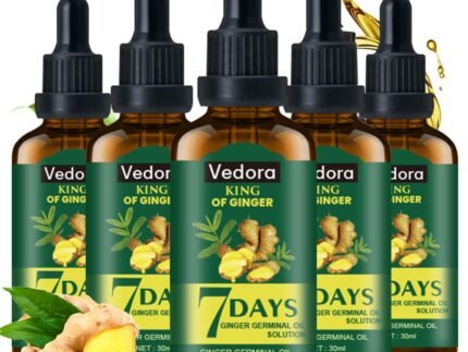 Vedora Ginger Oil for Hair Growth – Promotes Strong, Thick, Long Hair with Essential Ginger Serum – For Men & Women – 5.25 Fl Oz / 150ML (5pc)