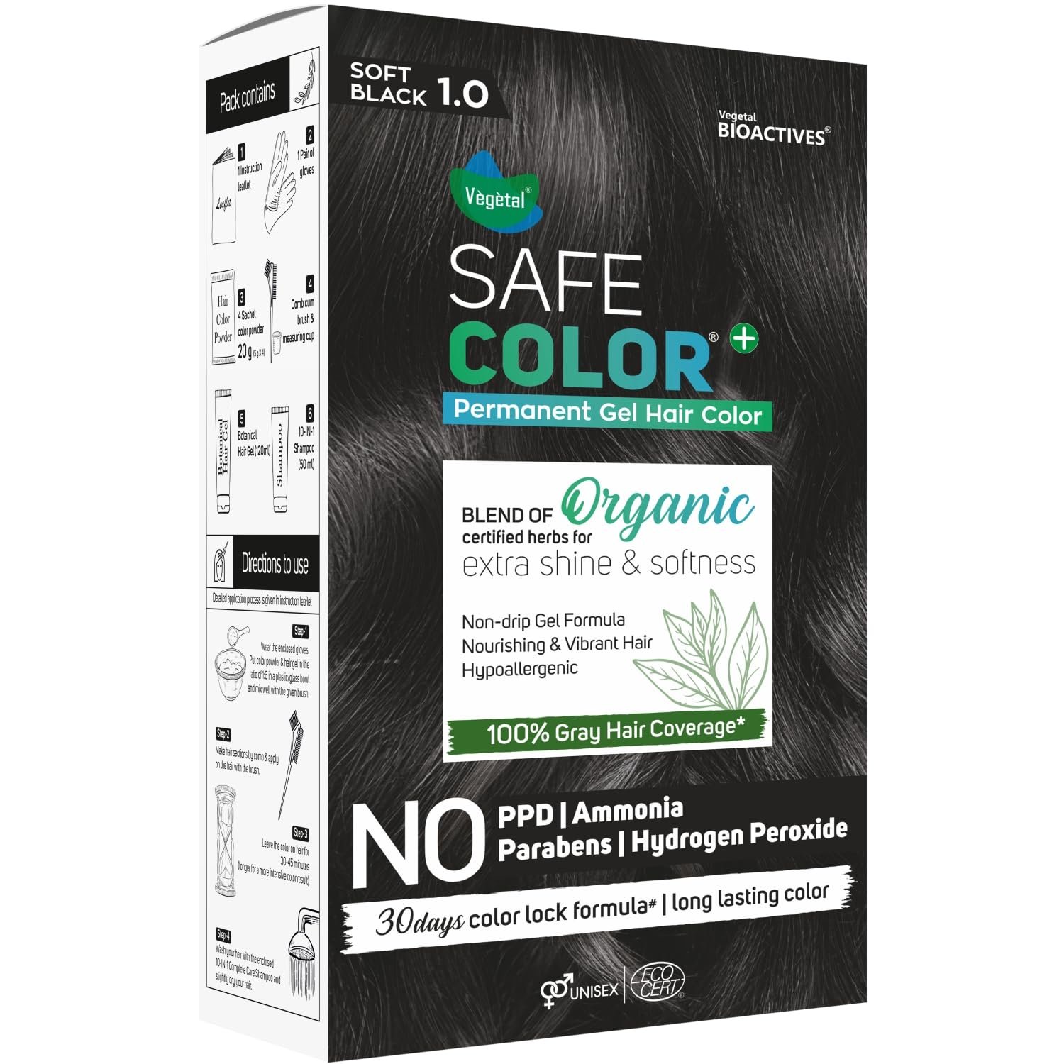 Vegetal Permanent Hair Dye Soft Black 70ml (2.4 Oz) Safe Gel Hair Color Vegetal Permanent Hair Dye Soft Black 70ml (2.4 Oz) Safe Gel Hair Color
