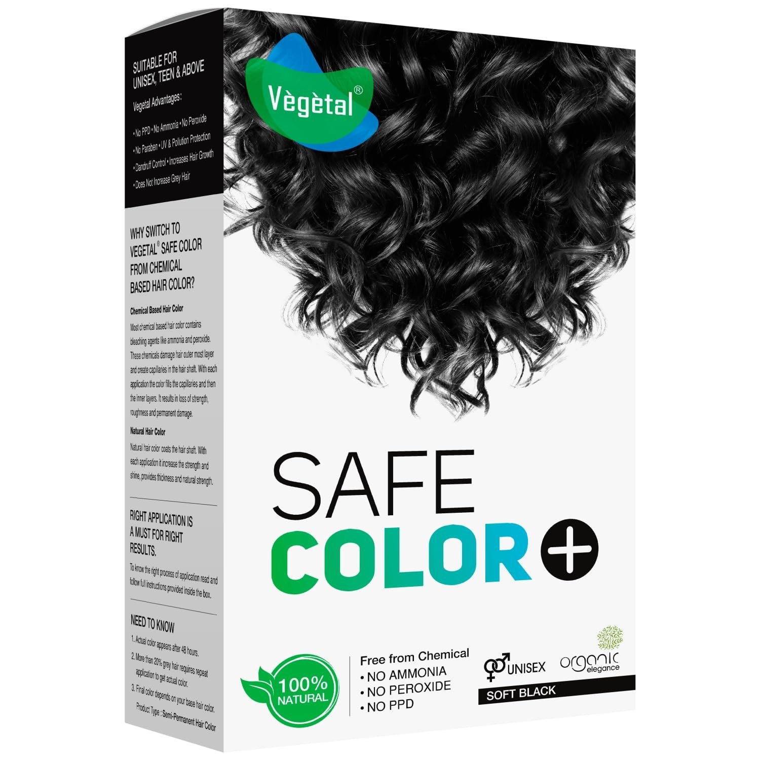 Vegetal Safe Hair Color Soft Black 50gm (1.8 Oz) Safe and Natural Hair Dye Vegetal Safe Hair Color Soft Black 50gm (1.8 Oz) Safe and Natural Hair Dye