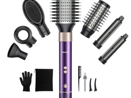 Vincofy 7 in 1 Hot Air Styler,1500W Hair Dryer Brush with Auto-Wrap Curlers