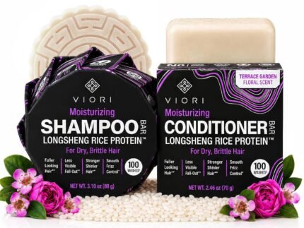 Viori Hydrating Shampoo & Conditioner Bar Set – Rice Water, Terrace Garden