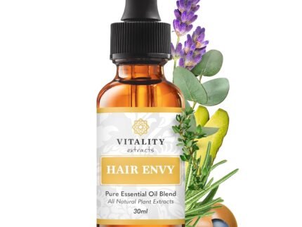 Vitality Extracts Hair Envy – Natural Hair Growth Serum – 100% Pure Essential Oils, 15 Plant Extracts, No Synthetics, No Parabens – Strengthen Hair, Minimize Breakage, Stimulate Follicles