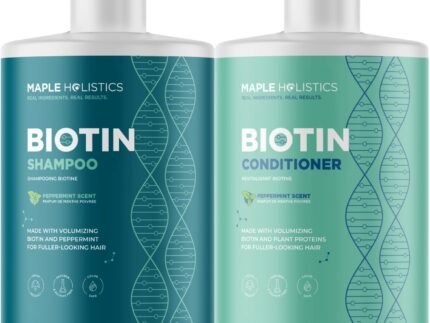 Volumizing Biotin Shampoo and Conditioner Set – Peppermint Shampoo and Conditioner for Thinning Hair Care with Argan Coconut & Olive Oil – Color Safe – Paraben Silicone & Sulfate Free (32 Fl Oz Each)