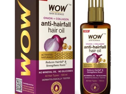 WOW Skin Science Onion Black Seed Hair Oil – WITH COMB APPLICATOR – Controls Hair Fall – NO Mineral Oil, Silicones, Cooking Oil & Synthetic Fragrance – 100mL