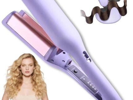 Waver Curling Iron Hair Crimper, 1.25 Inch Ionic Wavy Hair Curler with Ceramic 2 Barrel, Fast Heating Crimper Hair Iron for Wide Deep Waves for Short Long Hair