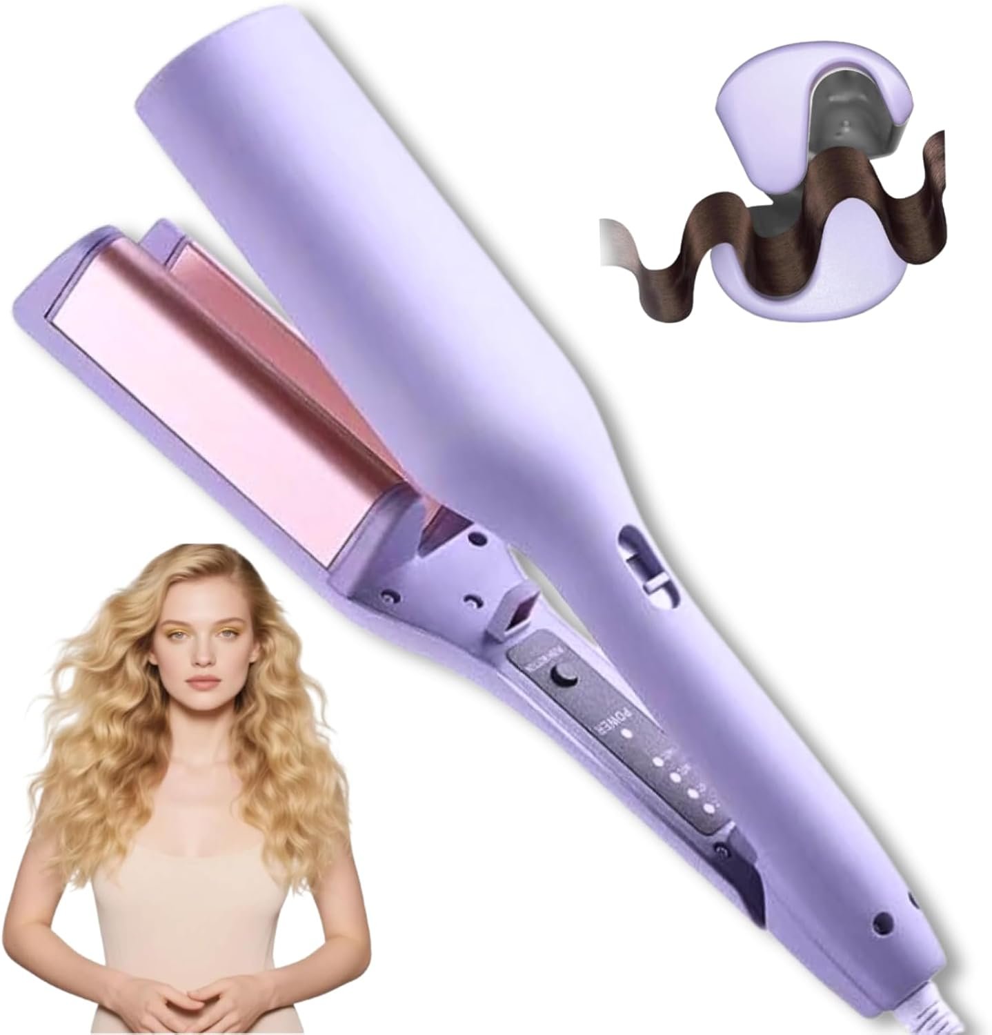 Waver Curling Iron Hair Crimper, 1.25 Inch Ionic Wavy Hair Curler with Ceramic 2 Barrel, Fast Heating Crimper Hair Iron for Wide Deep Waves for Short Long Hair Waver Curling Iron Hair Crimper, 1.25 Inch Ionic Wavy Hair Curler with Ceramic 2 Barrel, Fast Heating Crimper Hair Iron for Wide Deep Waves for Short Long Hair