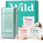 Wild Aluminum Free Natural Deodorant Starter Kit – Refillable Aqua Case – Natural Ingredients & 24 Hour Odor Protection – Women & Men’s – Fresh Scents Variety Pack – Case + 3 Refills