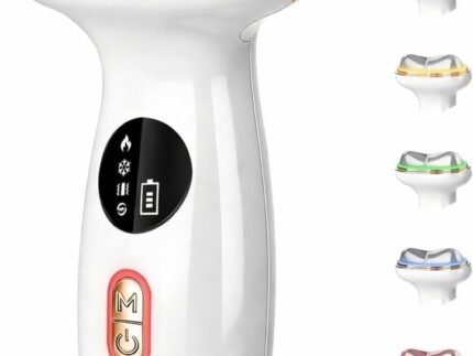 ZoGoo Upgraded Hot & Cold Dual Mode Face and Neck Beauty Massager, 7 in 1 LED Facial Sculptor, 7 Modes -Micro – Vibration – 7 Light -Heating -Ice Compress for Home Skin Care, Face Lift Device
