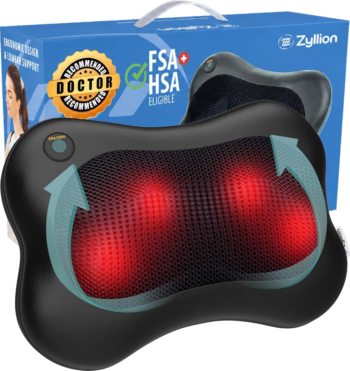 Zyllion ZMA-13 Back and Neck Massager with Heat for Pain Relief, Black Zyllion ZMA-13 Back and Neck Massager with Heat for Pain Relief, Black