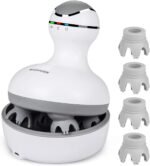 cotsoco Electric Scalp Head & Back Massager, Cordless Hair Massage Waterproof Head Massager with 4 Heads 84 Nodes for Hair Growth, Stress Relief & Deep Clean, Gifts for Men Women, White