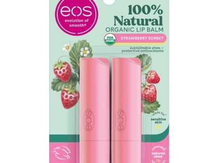 eos 100% Natural & Organic Lip Balm- Strawberry Sorbet, 0.14 oz, 2-Pack
