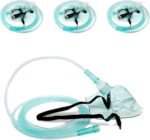 foqitoxi 3 Pack Adult Europe Oxygen Mask for Oxygen Generator with 6.6' Tubing and Adjustable Elastic Strap(Size L)