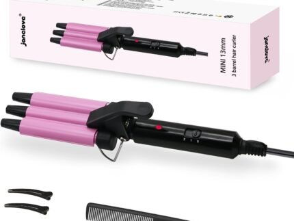 janelove Upgraded Hair Crimper 2 Adjustable Temperature, 1/2 Inch Beach Waves Curling Iron, Hair Waver for Short & Medium Hair, Home and Travel Friendly Crimper Hair Tool, Dual Voltage