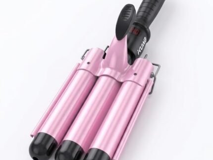 kuwa 15 Variable Temperature Crimper Hair Tool，1 Inch Hair Crimper，60 Min Auto-Off Hair Waver,LCD Temperature Display Curling Iron，Dual Voltage Three Barrel Curling Iron
