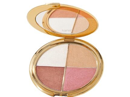 tarte glow wardrobe highlighting eye & cheek palette – Highlighter, Blush, Bronze & Eyeshadow All-in-One Face & Eye Viral Makeup for Everday Radiant Blendable Glow, Vegan & Cruelty Free, full size