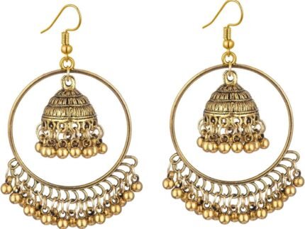 1-3Pairs Rainbow Hollow Gypsy Bell Beads Enamel Dangle Earrings Set Vintage Bollywood Oxidized Gold Color Plated Hoop Earring Retro Round Bells Tassel Drop Earring for Women