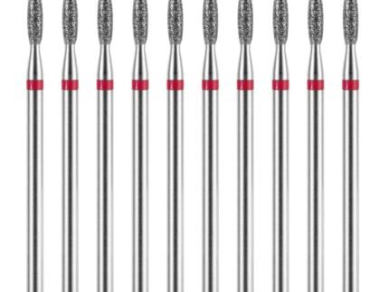 10 Piece Diamond Flame Cuticle Drill Bits with Case 3/32” Cuticle Nail Drill Bits Electric Nail File Machine Cuticles Bit Manicure Pedicure Polishing Kit for Nails Salon Manicure