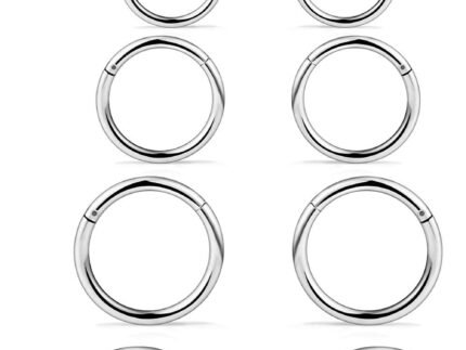 10PCS 16G Surgical Steel Hinged Clicker Segment Septum Lip Nipple Ring Hoop Cartilage Tragus Helix Sleeper Earrings Piercing Jewelry for Women Men 8mm 10mm 12mm 14mm 16mm