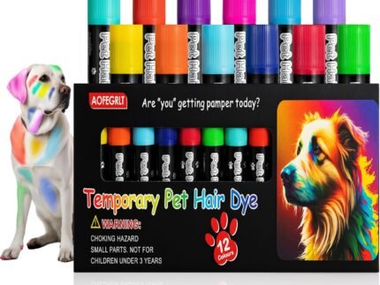 12 Pack Dog Hair Color Dye Temporary Non-toxic Vibrant Colors Washable Pet Safe Paint for Dog Cat Animals