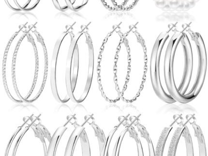 12 Pairs Gold Hoop Earrings Set for Women，Fashion Jewelry Gifts 40mm/50mm