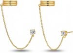 14K Gold Chain Double Layer Cuff Earrings for Women,Dainty Ear Cuff Earrings, Minimalist Gold Chain Earring