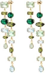 14K Gold Plated Cubic Zirconia Chandelier Dangle Earrings for Women,Long Gold-Tone Statement Dangle Earrings with Mixed-Cut Stones for Wedding, Prom, Cocktail Party and Formal Events